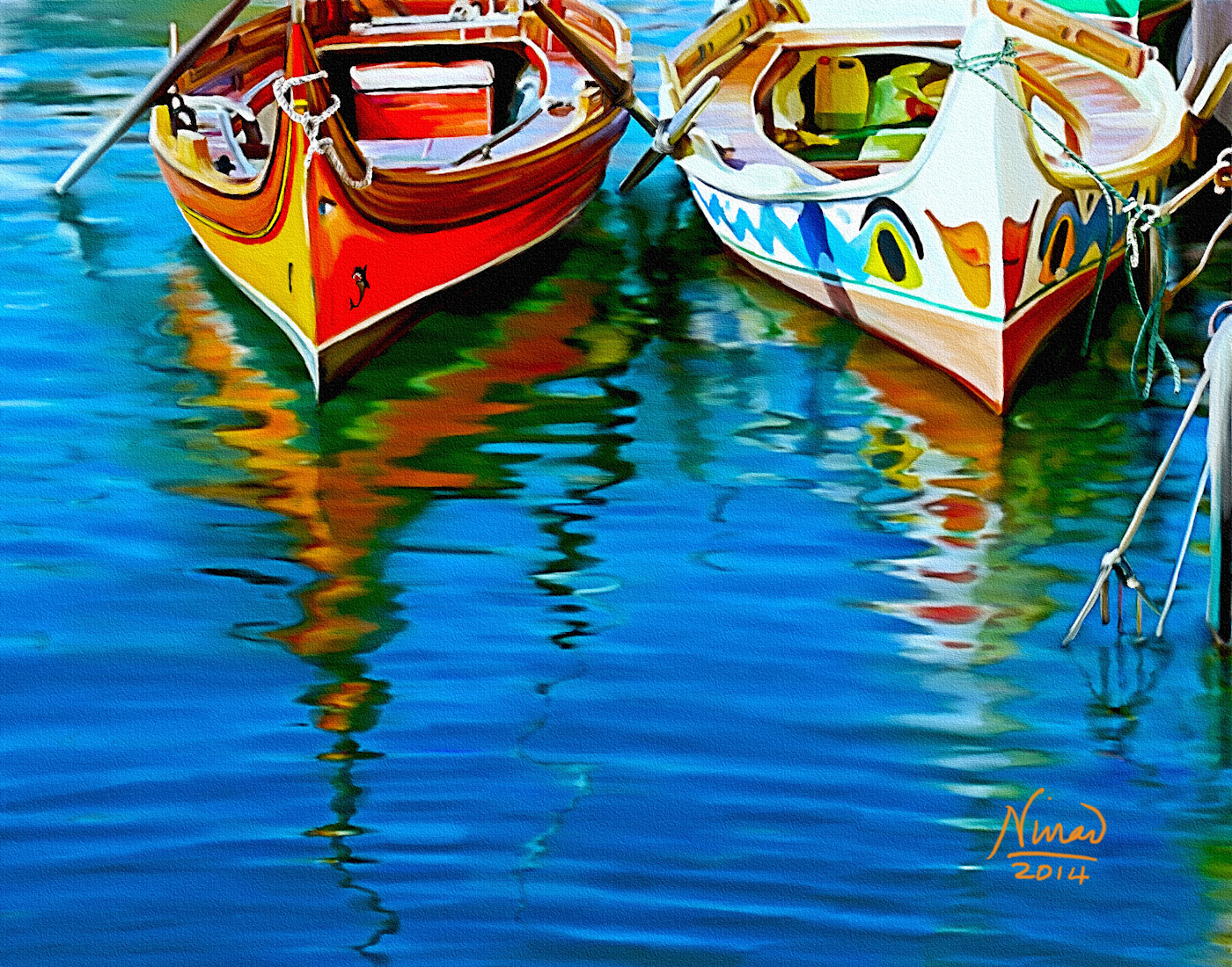 Boat reflections